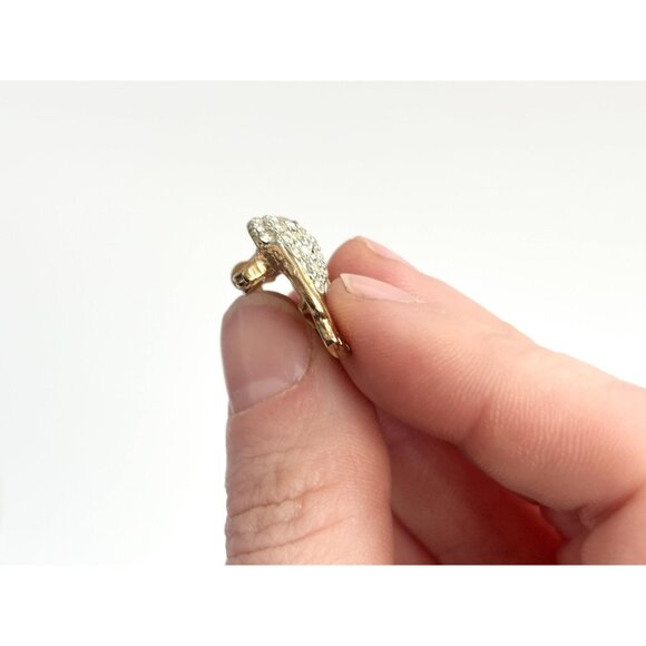 Elephant Figural Gold Toned Clear Rhinestoned Vintage Costume Jewelry Brooch - Picture 6 of 9